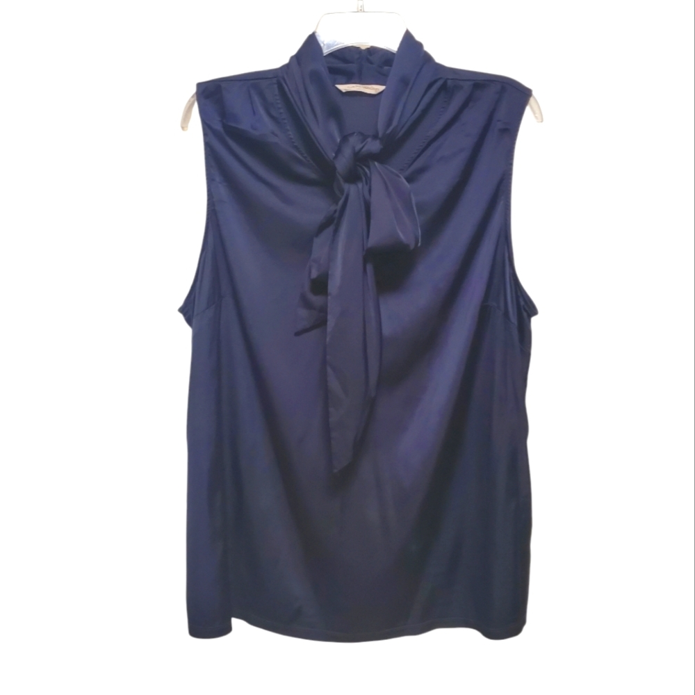 Soft Surroundings Satin Neck Tie Tank Riviera Secretary Bow Black 1X